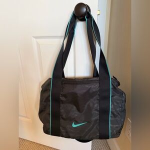 Nike Black Camo Gym Tote with Turquoise Highlights